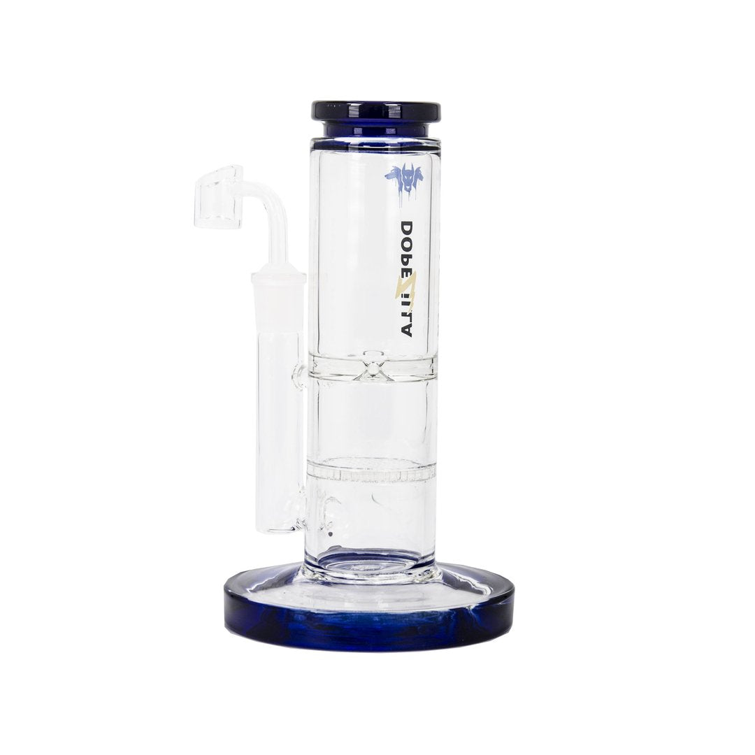 Dopezilla Cerberus Straight HoneyComb Ice Bong | 8 Inch | Dark Blue | Side View 2