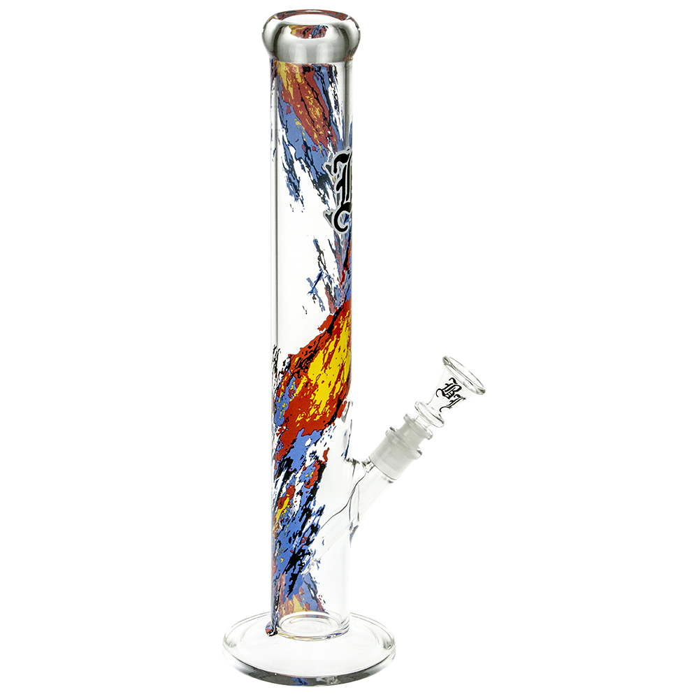 Black Leaf Flames Glass Bong - Side View 4