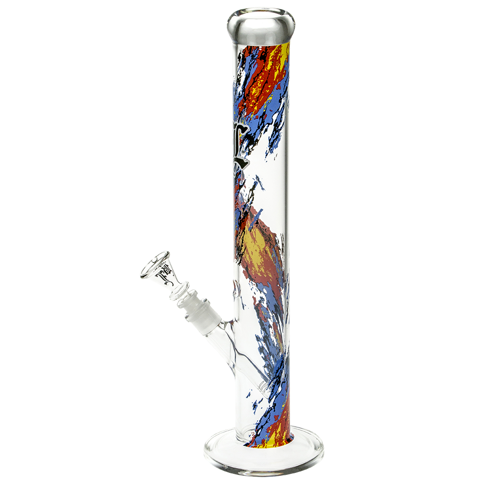 Black Leaf Flames Glass Bong - Side View 3