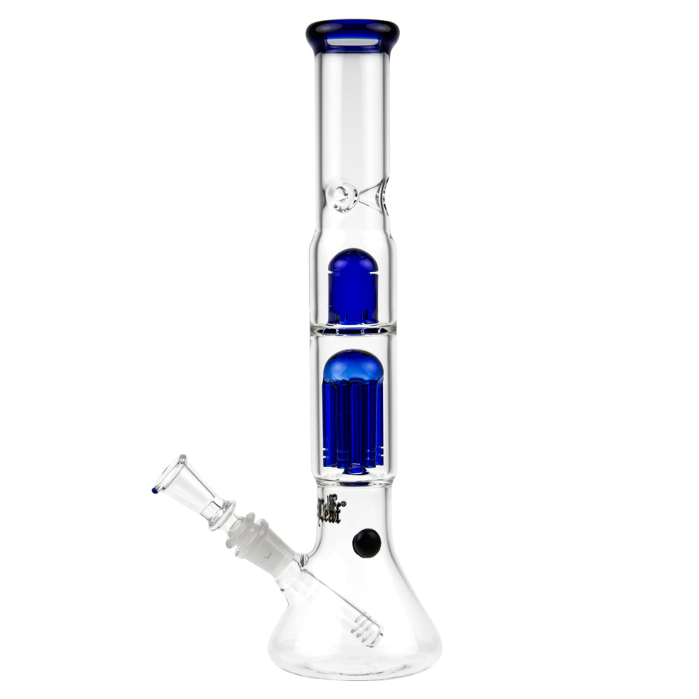 Black Leaf - ELITE Beaker Base 6-arm Perc Bong - Carb Hole - Blue - Side View 3