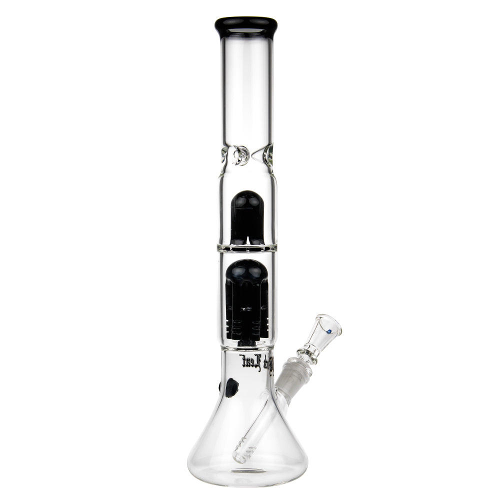 Black Leaf Beaker Base Ice Bong with 6-arm Perc | Black - Side View 5