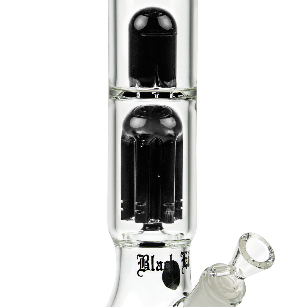 Black Leaf Beaker Base Ice Bong with 6-arm Perc | Black - Close Up Tree Percolator