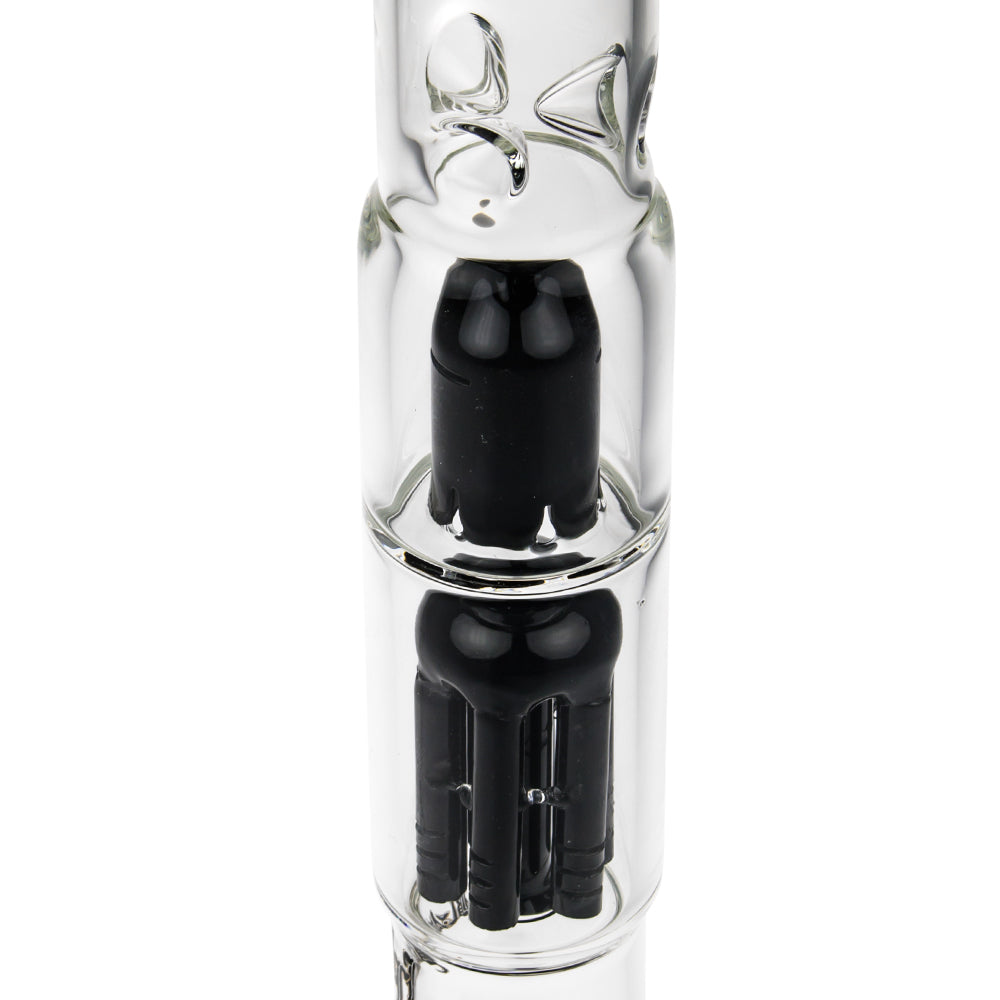Black Leaf Beaker Base Ice Bong with 6-arm Perc | Black - Slitted Splashguard