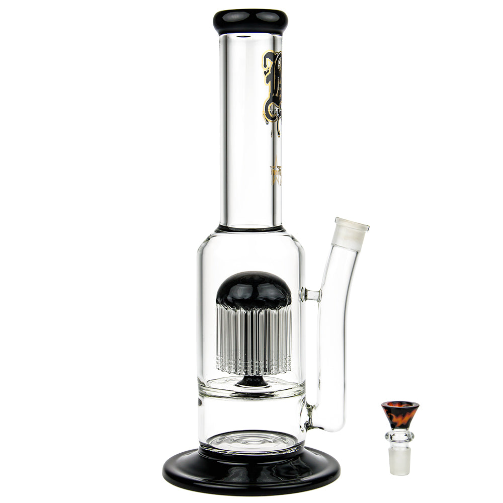 Black Leaf - Stemless 24-arm Perc 7mm Glass Bong - Black - Herb Bowl Included