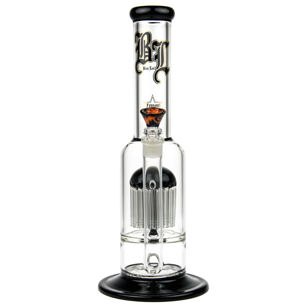 Black Leaf - Stemless 24-arm Perc 7mm Glass Bong - Black - Front View