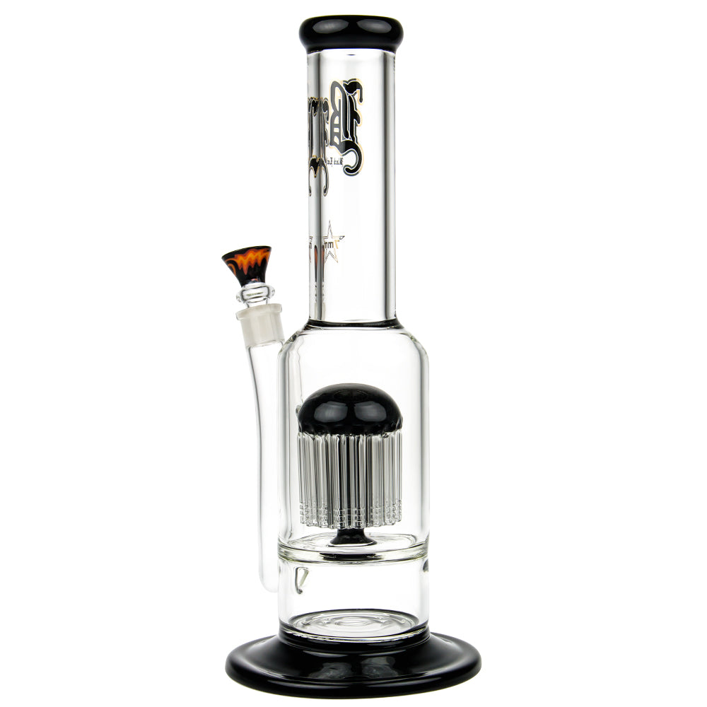 Black Leaf - Stemless 24-arm Perc 7mm Glass Bong - Black - Side View 4