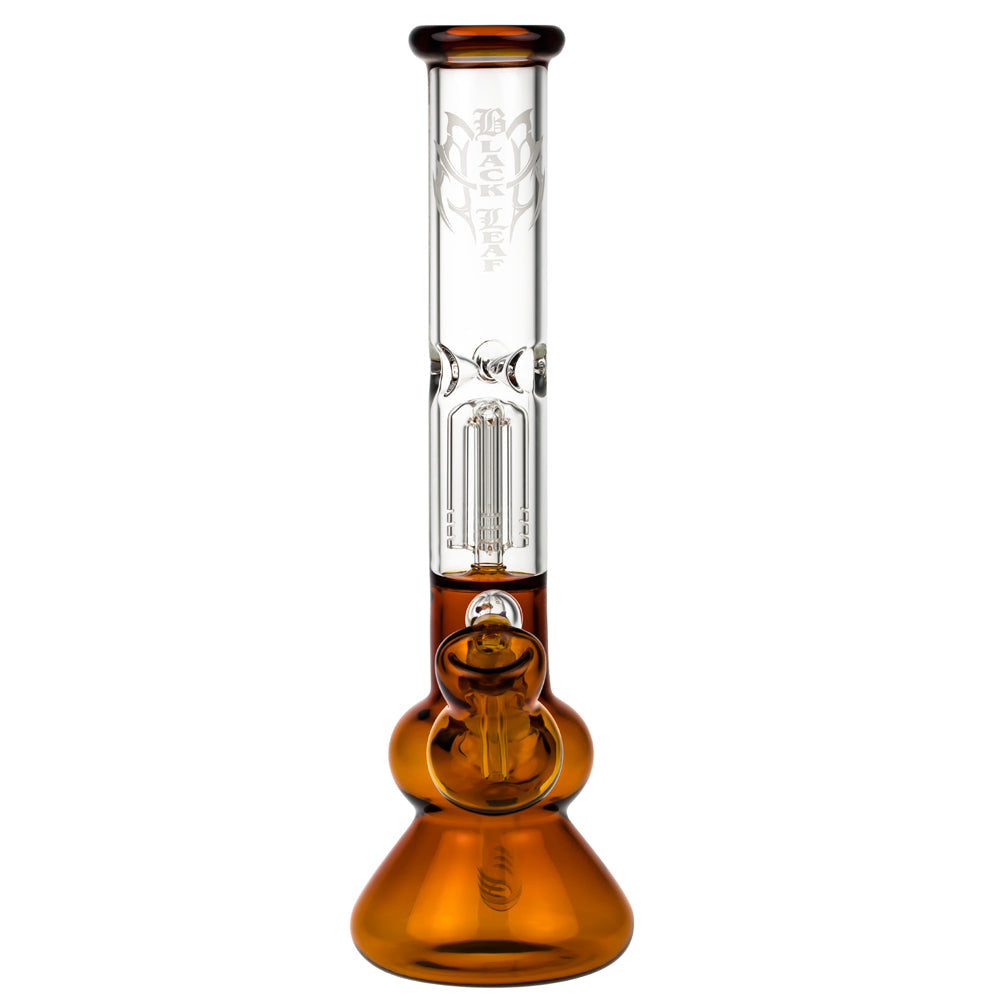 Black Leaf 3-arm Perc Bong with Ash Catcher | Amber - Front View