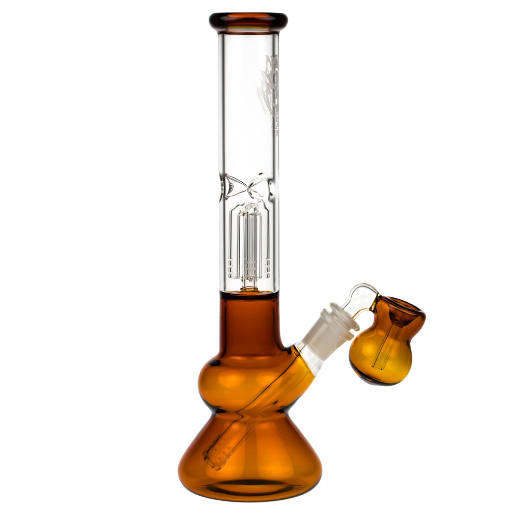Black Leaf 3-arm Perc Bong with Ash Catcher | Amber - Side View 6