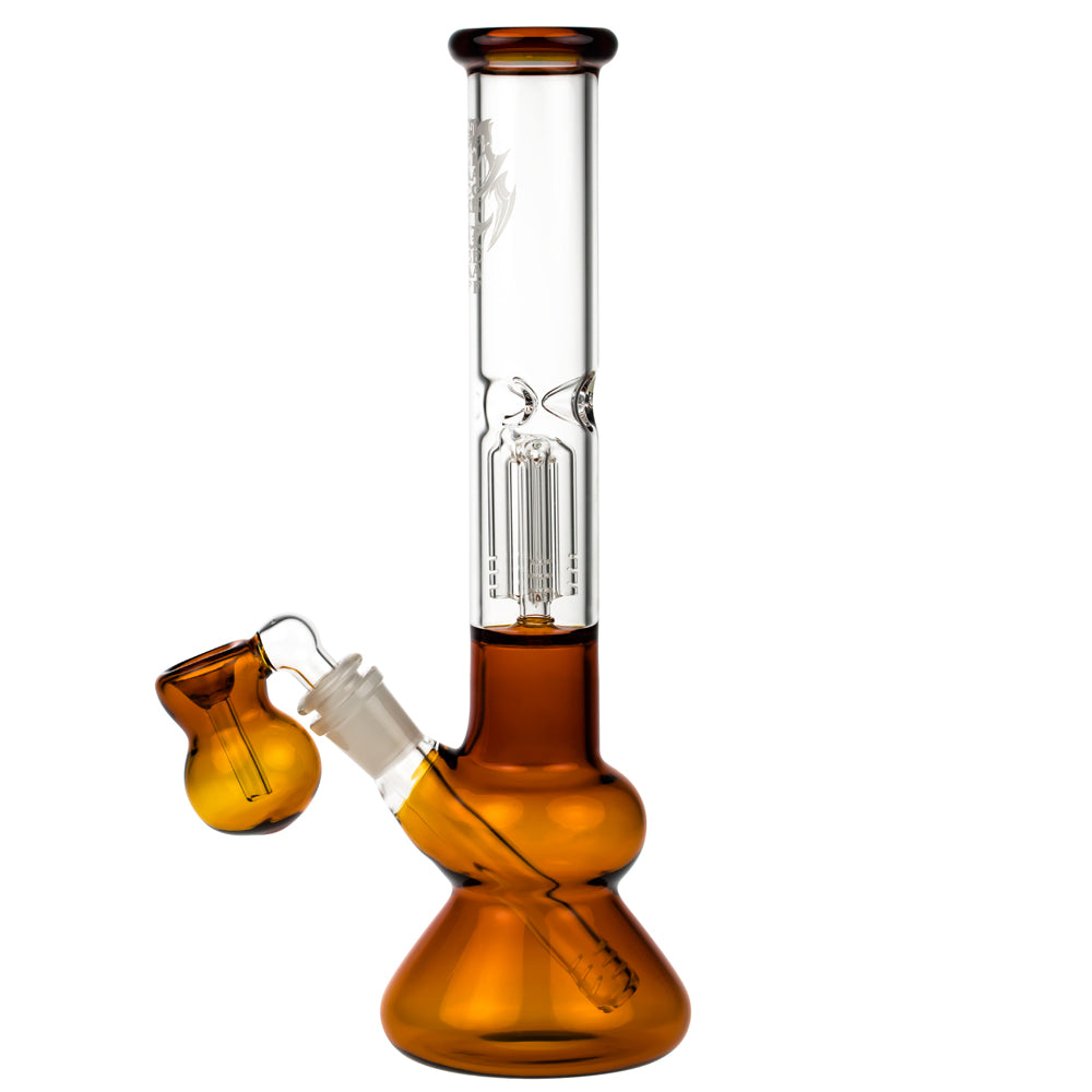 Black Leaf 3-arm Perc Bong with Ash Catcher | Amber - Side View 3