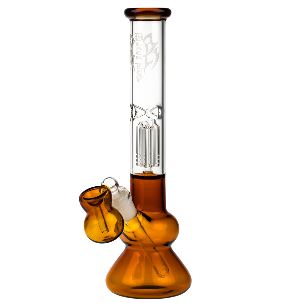 Black Leaf 3-arm Perc Bong with Ash Catcher | Amber - Side View 2
