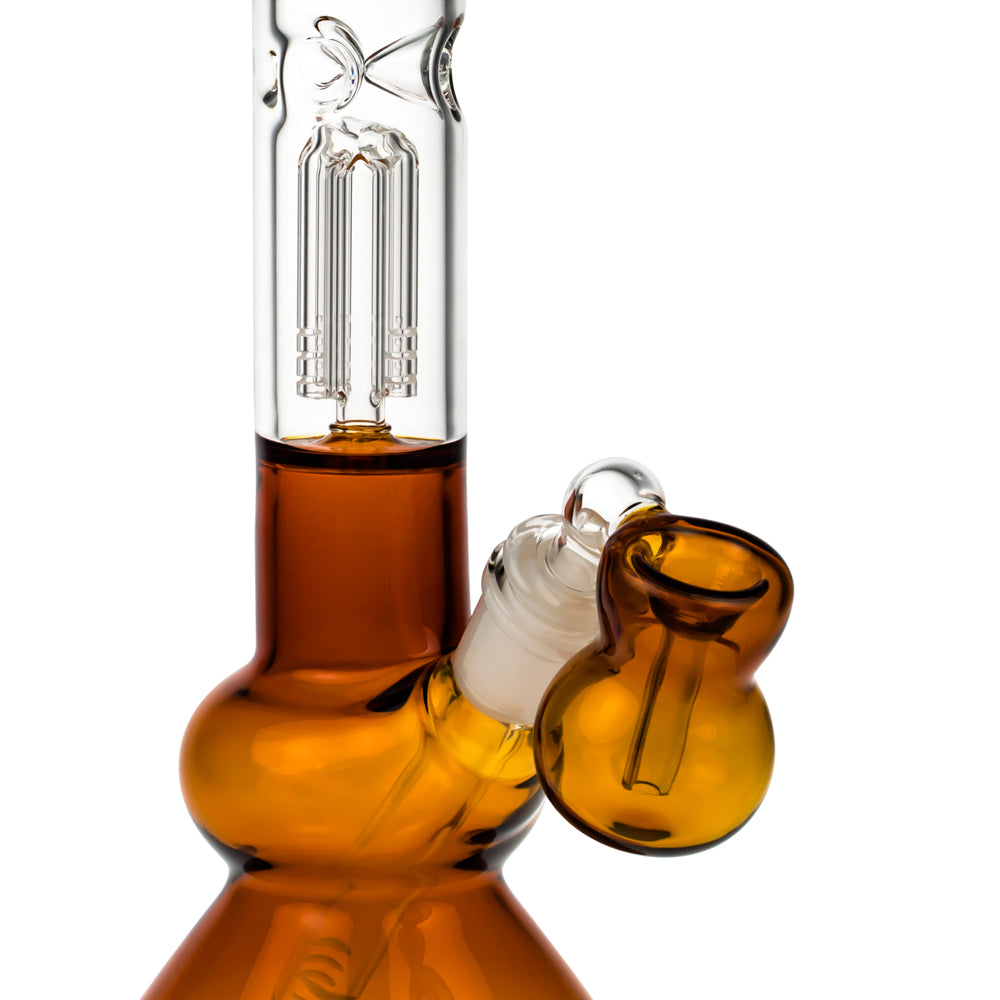 Black Leaf 3-arm Perc Bong with Ash Catcher | Amber - 3-Arm Percolator