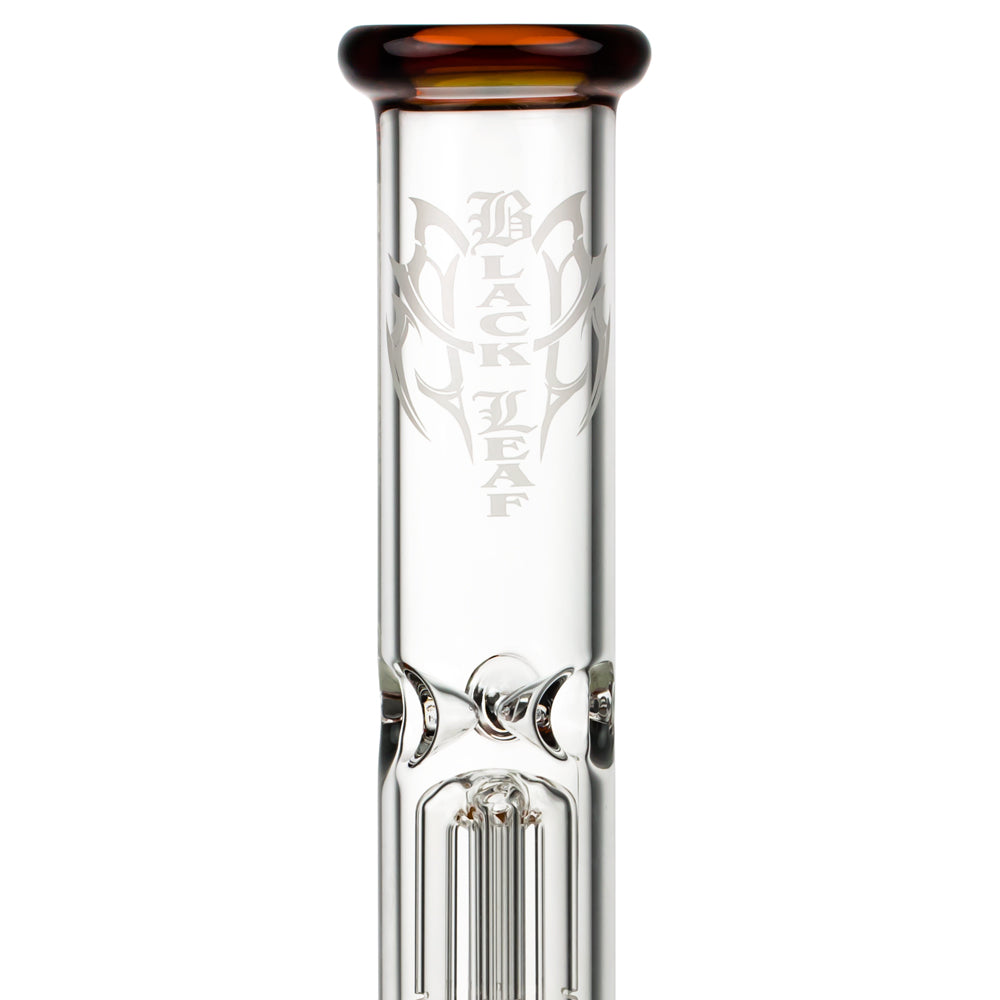 Black Leaf 3-arm Perc Bong with Ash Catcher | Amber - Logo