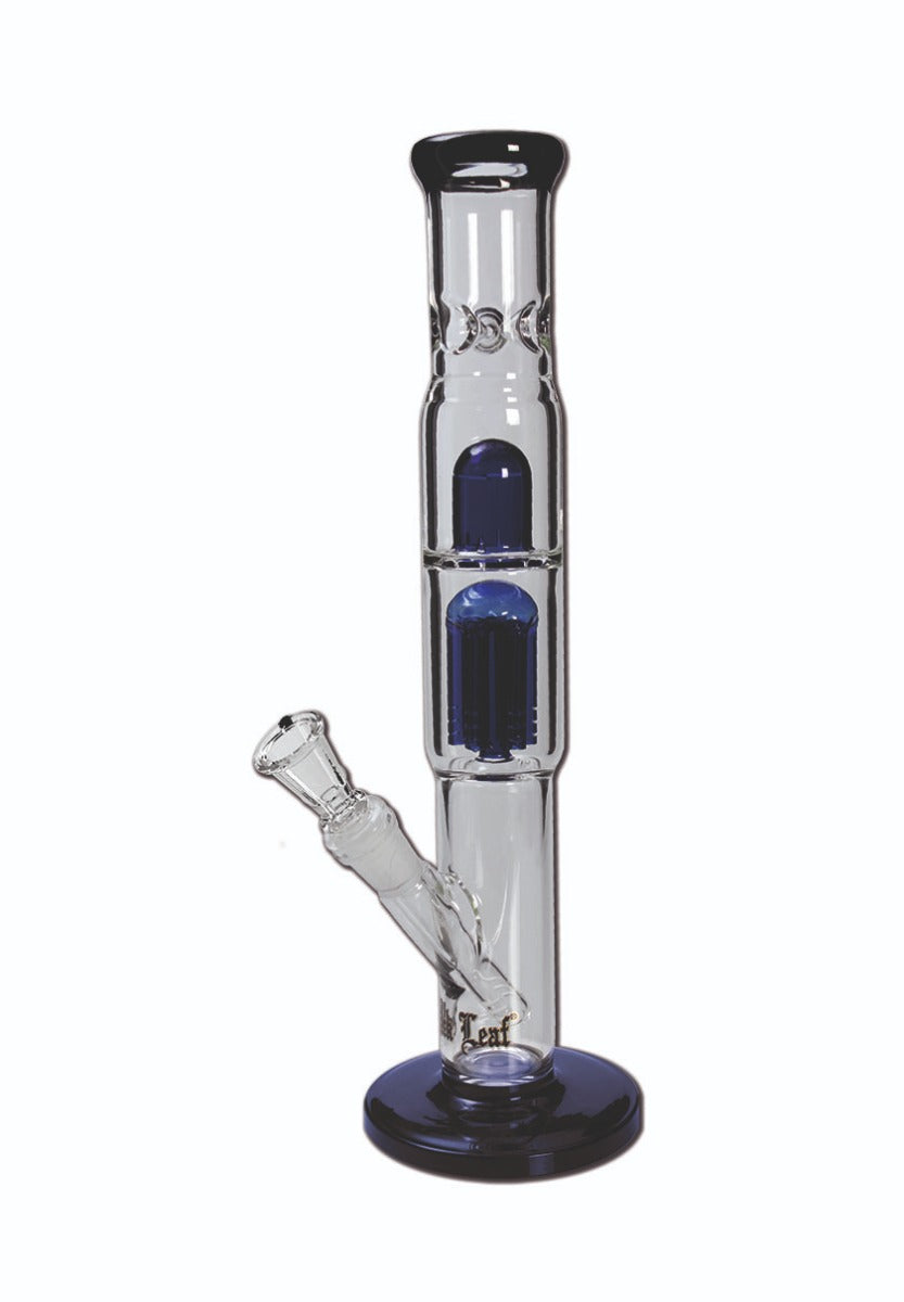 Black Leaf - Dome Perc and 6-arm Perc Glass Ice Bong - Blue and Black