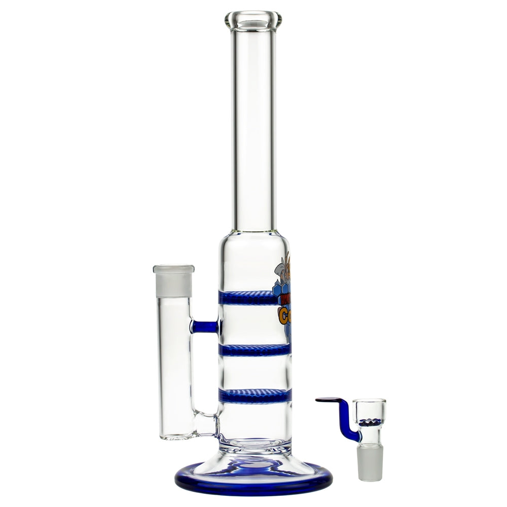 Black Leaf Glass Bong with Triple HoneyComb Disc Perc | 32cm - Bowl Included