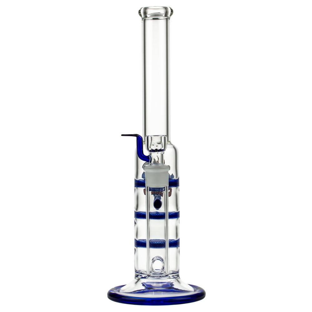 Black Leaf Glass Bong with Triple HoneyComb Disc Perc | 32cm - Front View