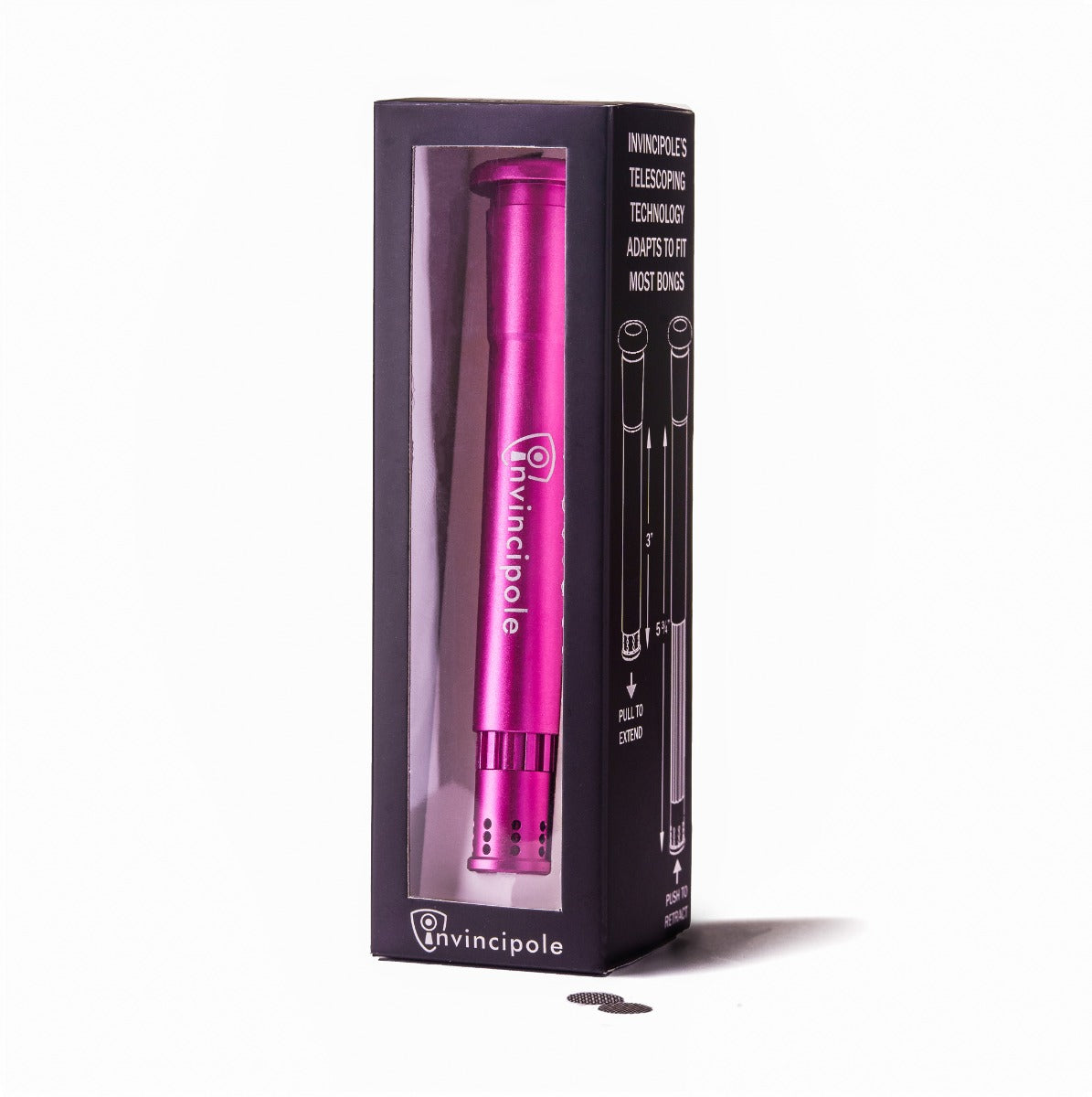 Invincipole Telescopic Metal Diffuser Downstem | 18.8mm > 14.5mm | Pink | Boxed with Screens