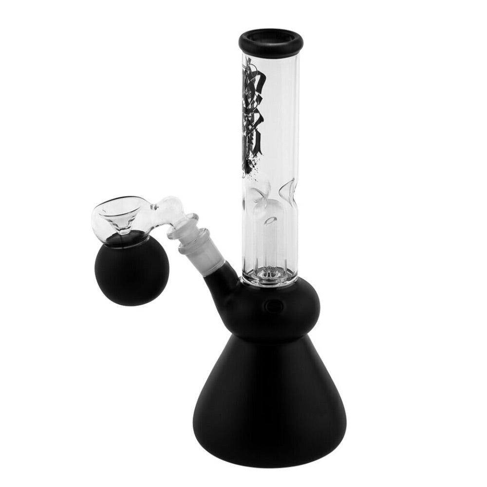 Amsterdam Glass Leaf Tree Perc Ice Bong | Black | side view 2