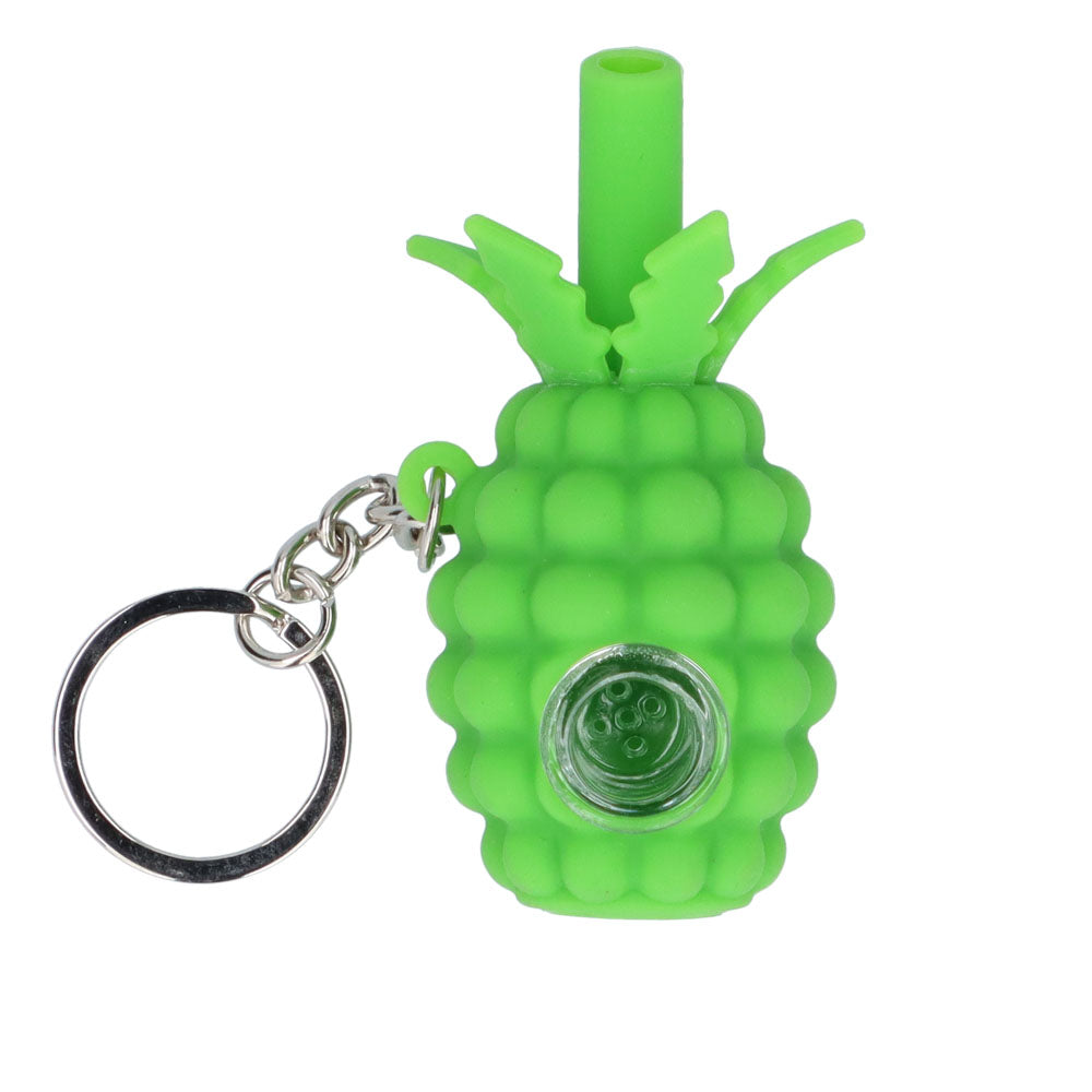 Silicone Pineapple Key Chain Pipe | Green