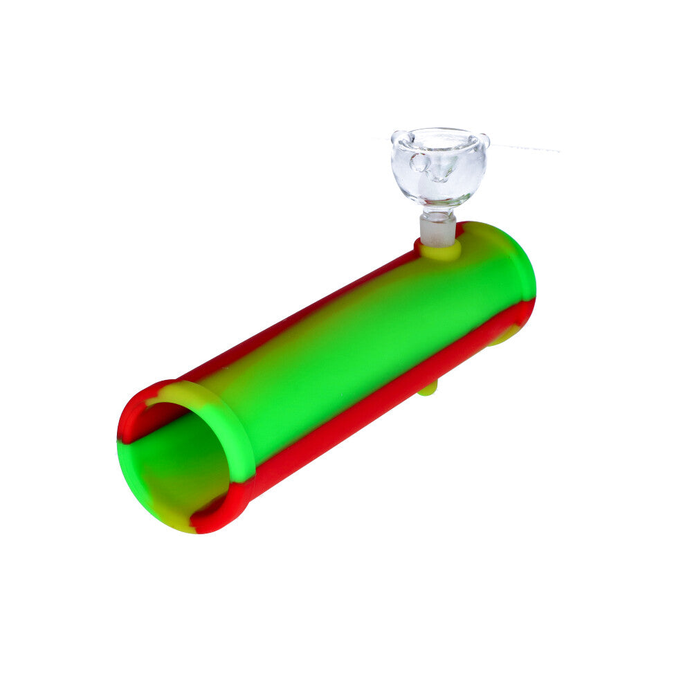 Silicone Shotgun with Glass Bowl | Random Color | Green/Red - side view 2