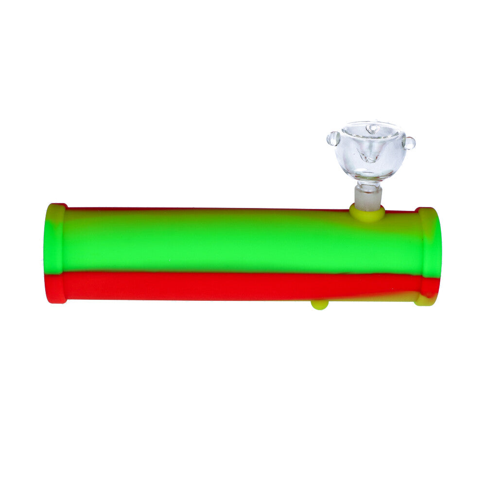 Silicone Shotgun with Glass Bowl | Random Color | Green/Red - side view 3