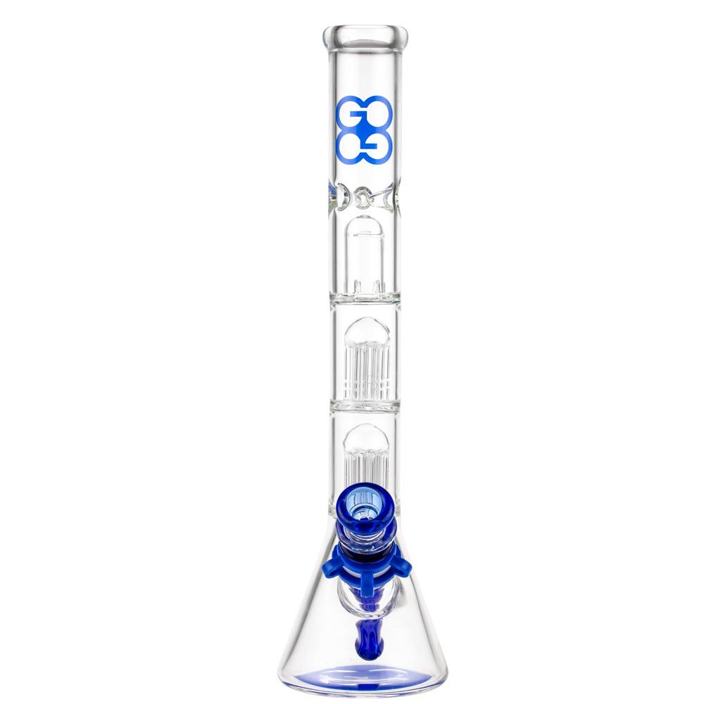 Glasscity Beaker Ice Bong with Double Tree Perc | Blue - Front View