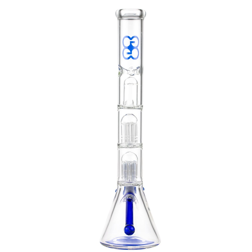 Glasscity Beaker Ice Bong with Double Tree Perc | Blue - Back View