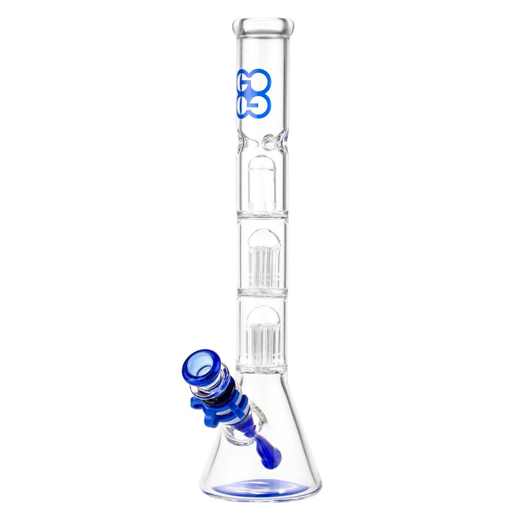 Glasscity Beaker Ice Bong with Double Tree Perc | Blue - Side View 2