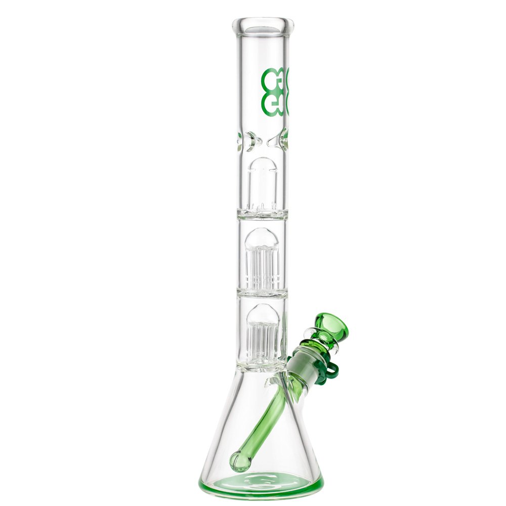 Glasscity Beaker Ice Bong with Double Tree Perc | Green - Side View 3