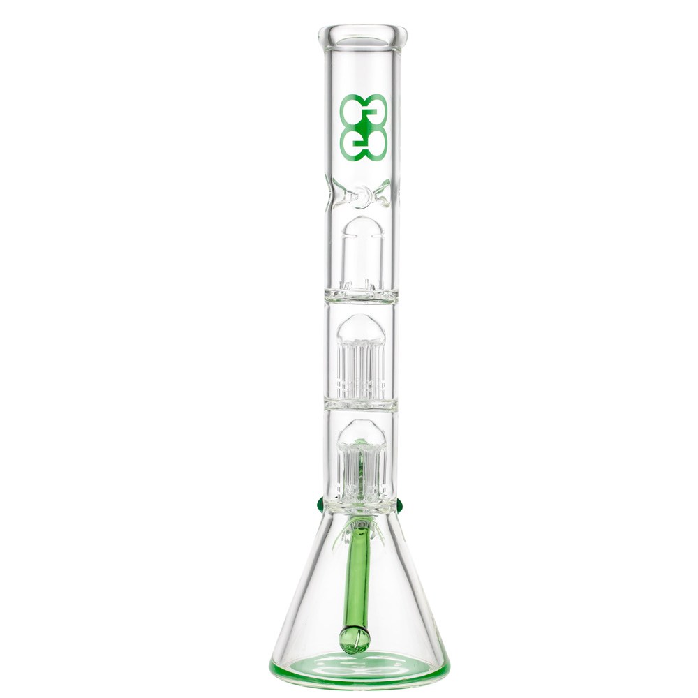 Glasscity Beaker Ice Bong with Double Tree Perc | Green - Back View