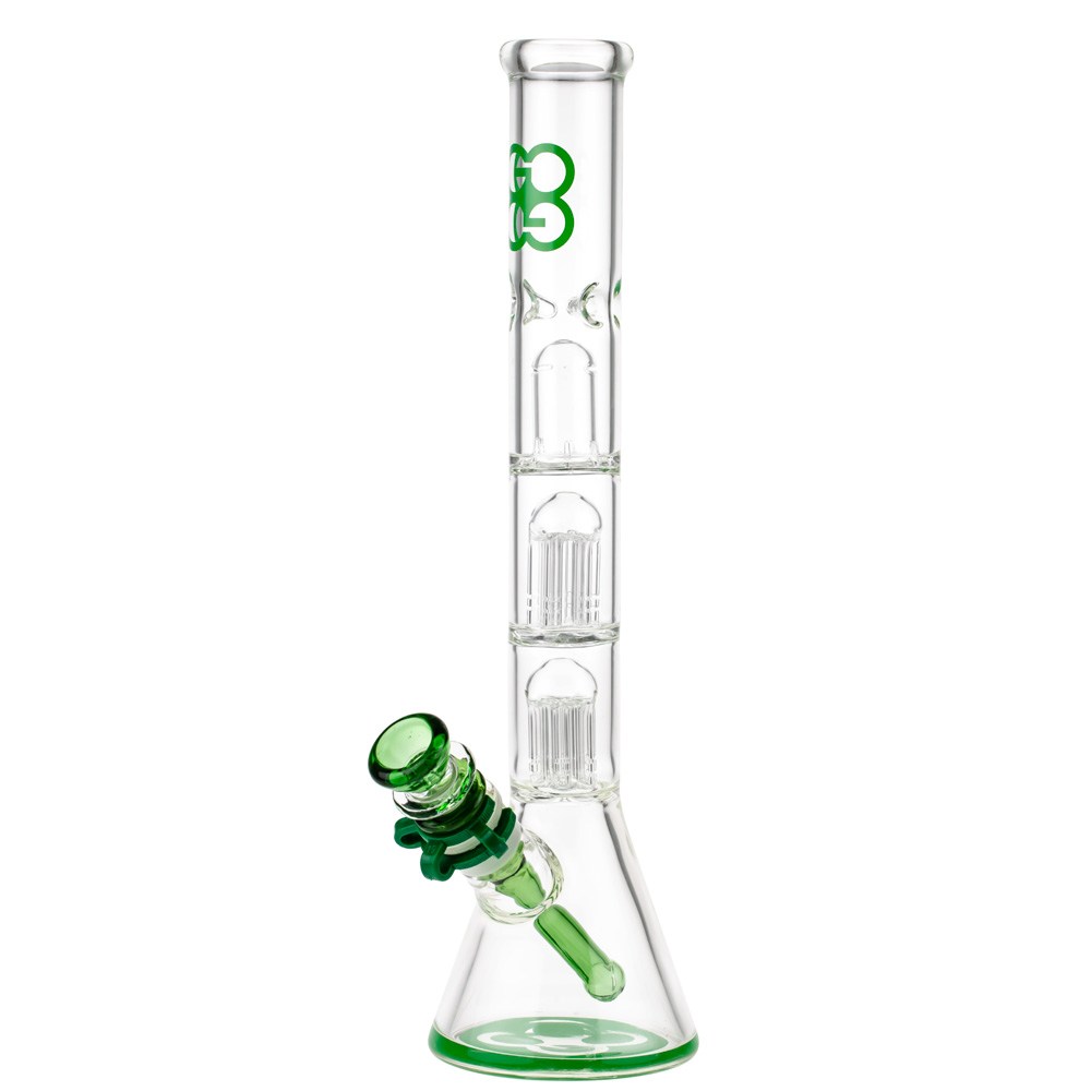 Glasscity Beaker Ice Bong with Double Tree Perc | Green - Side View 2
