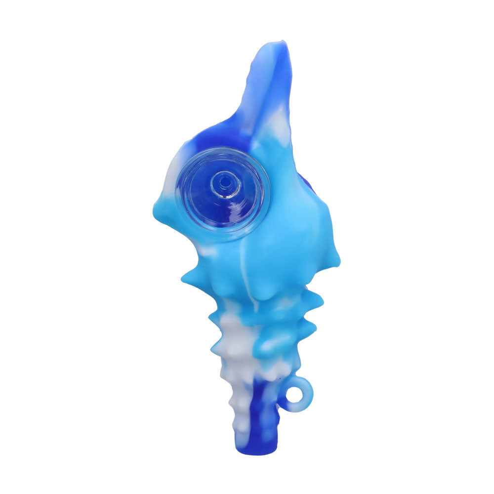 Silicone Shell Pipe with Loop and Glass Bowl | 4.5 Inch | Blue | top view