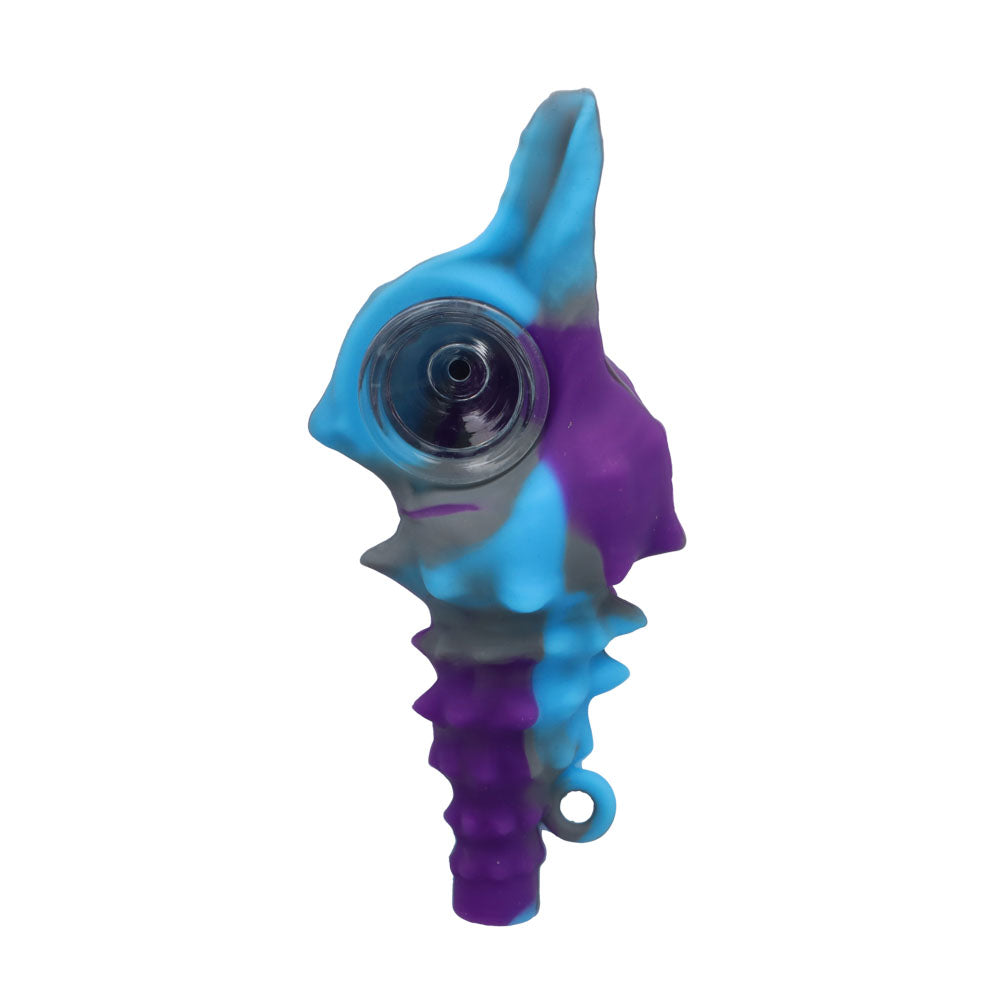 Silicone Shell Pipe with Loop and Glass Bowl | 4.5 Inch | Grey | top view