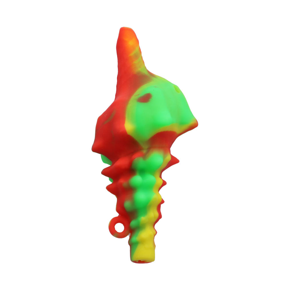Silicone Shell Pipe with Loop and Glass Bowl | 4.5 Inch | Rasta | bottom view