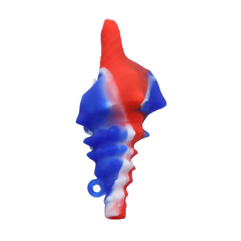 Silicone Shell Pipe with Loop and Glass Bowl | 4.5 Inch | Red/blue/white | bottom view