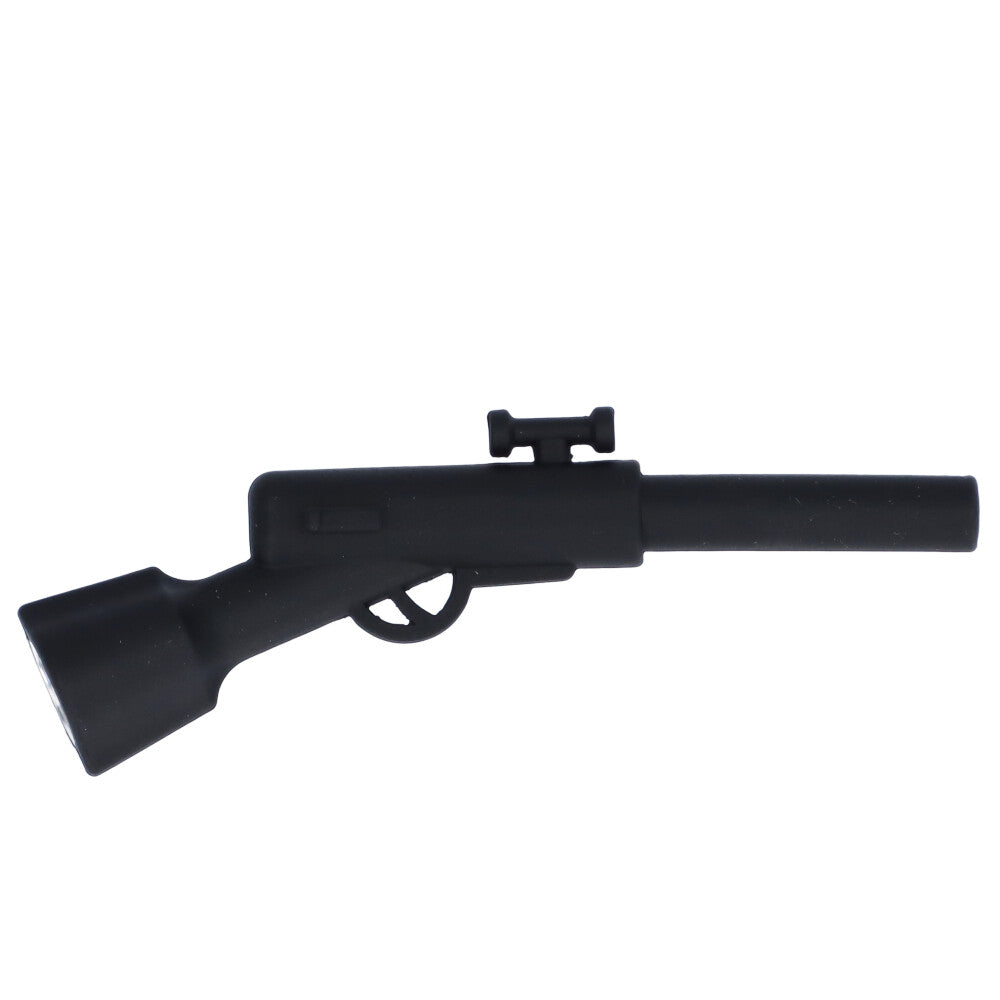 Silicone Shotgun Hand Pipe with Insert Glass Bowl | Black
