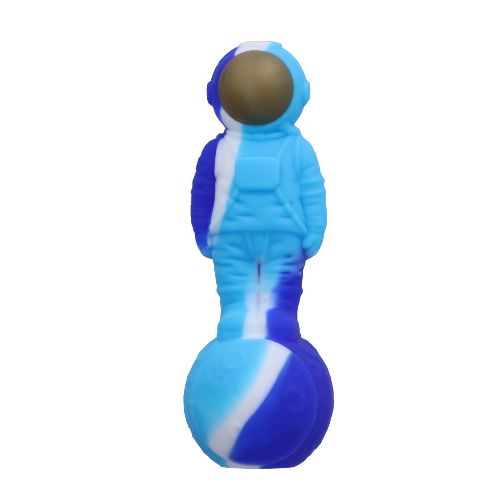 Silicone Astronaut Hand Pipe with Glass Bowl | 5 Inch | Blue | top view