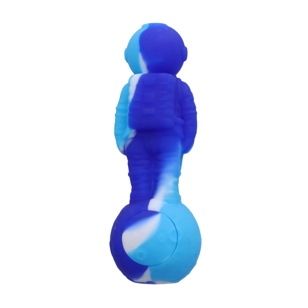 Silicone Astronaut Hand Pipe with Glass Bowl | 5 Inch | Blue | bottom view