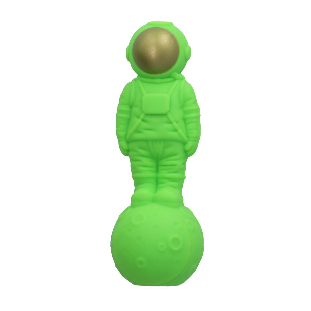 Silicone Astronaut Hand Pipe with Glass Bowl | 5 Inch | Green | top view