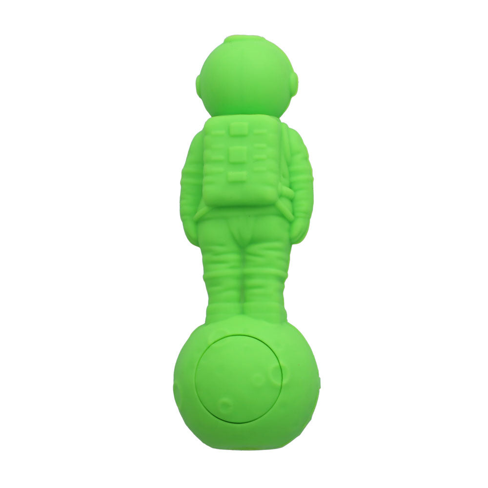 Silicone Astronaut Hand Pipe with Glass Bowl | 5 Inch | Green | bottom view
