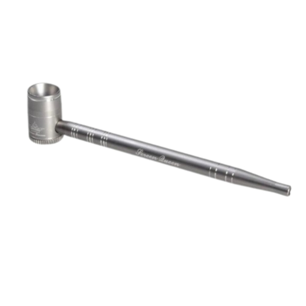 The Screen Queen Pipe - Anodized Aluminum Screenless Hand Pipe - Silver
