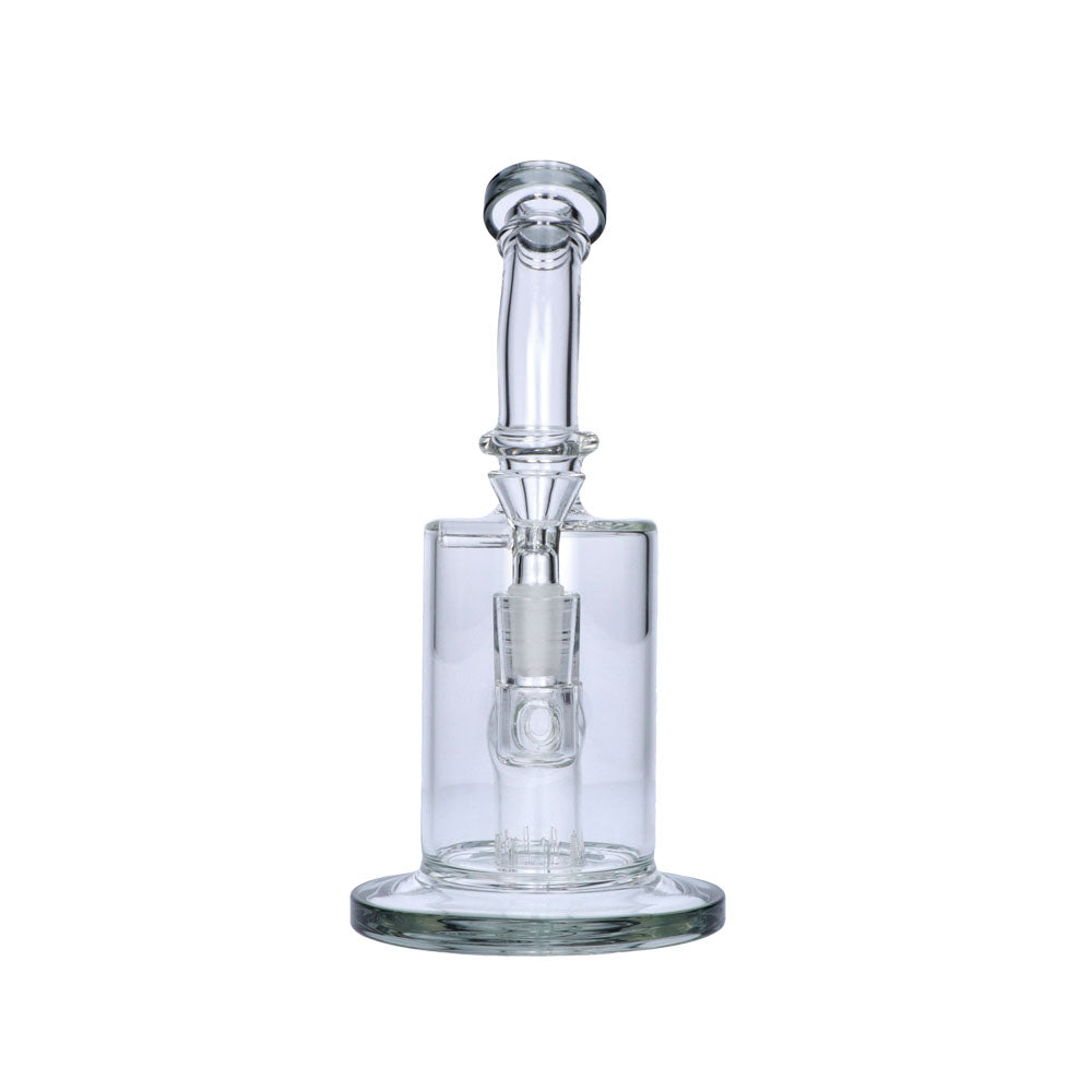 Glass Bubbler with Slitted Perc | 9 Inch | Transparent Black | front view