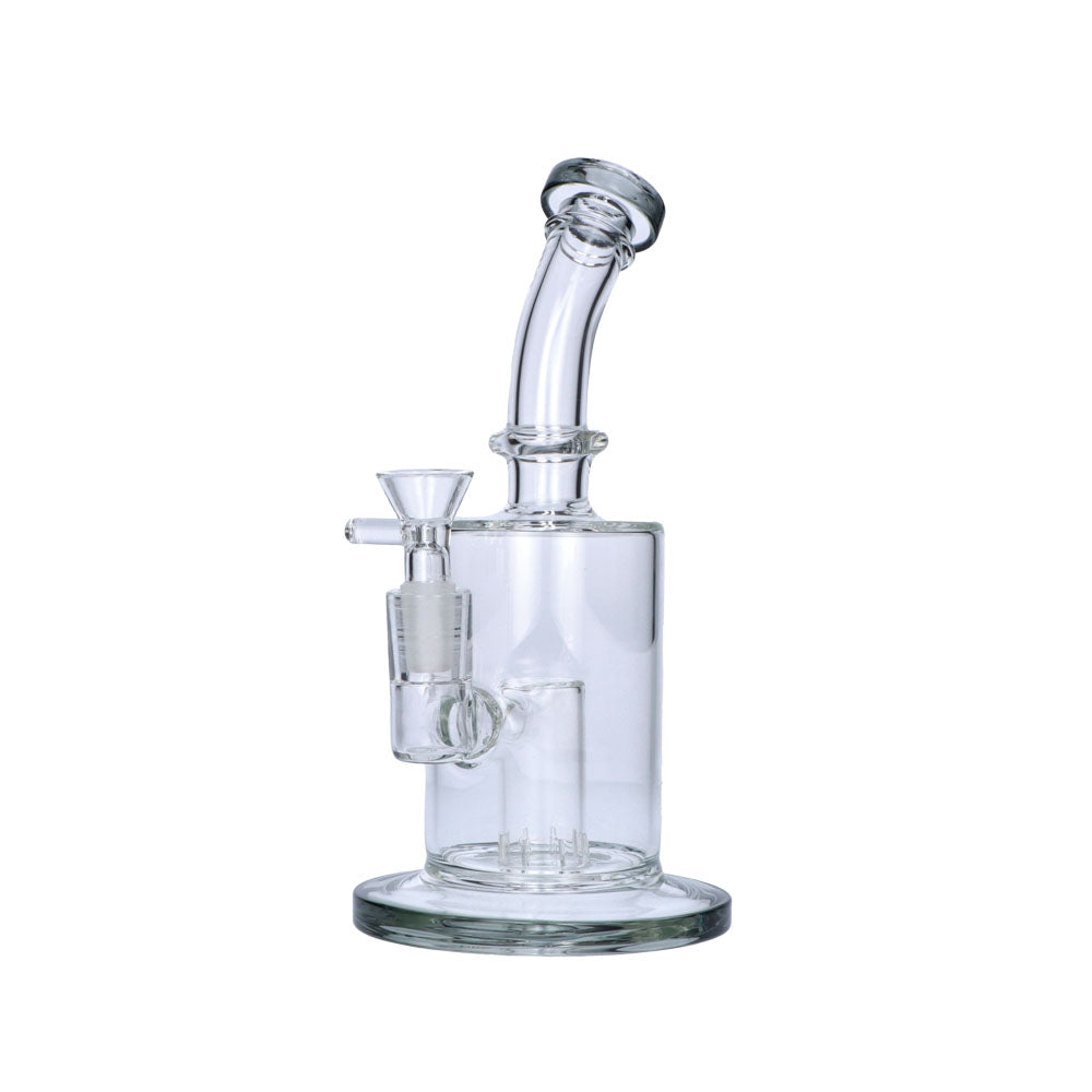 Glass Bubbler with Slitted Perc | 9 Inch | Transparent Black | side view 2