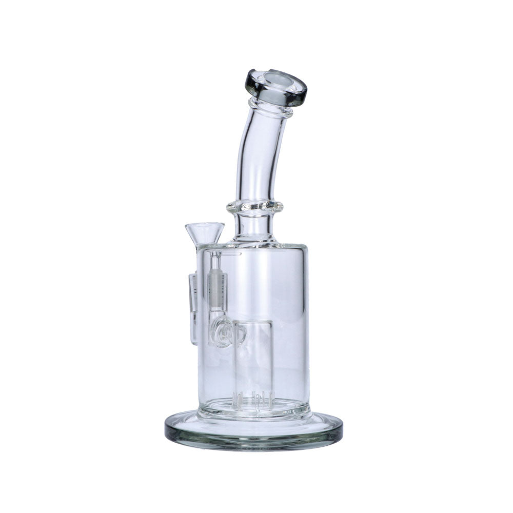 Glass Bubbler with Slitted Perc | 9 Inch | Transparent Black | side view 4