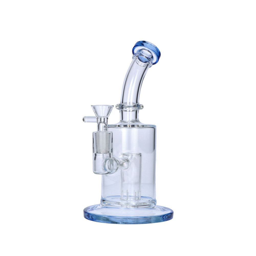 Glass Bubbler with Slitted Perc | 9 Inch | Blue | side view 2