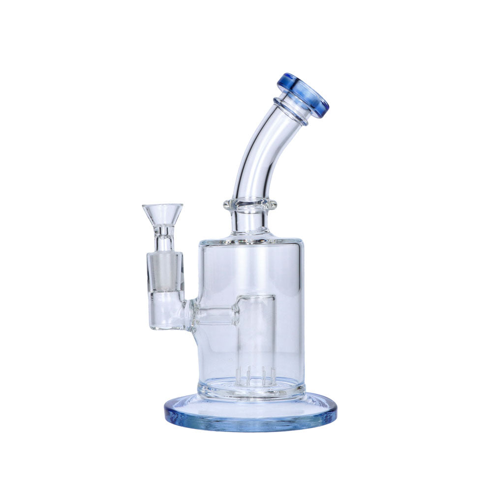 Glass Bubbler with Slitted Perc | 9 Inch | Blue | side view 3