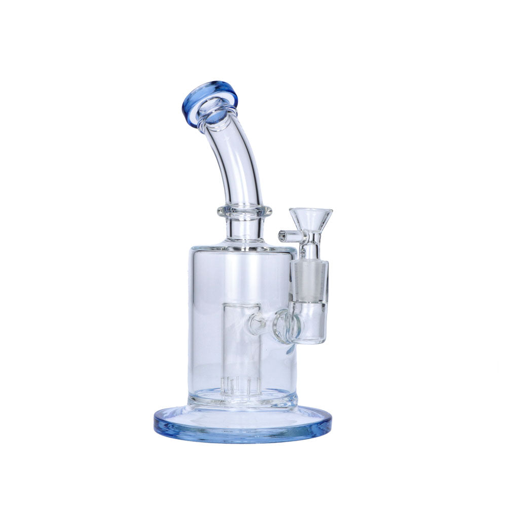 Glass Bubbler with Slitted Perc | 9 Inch | Transparent Black | side view 1