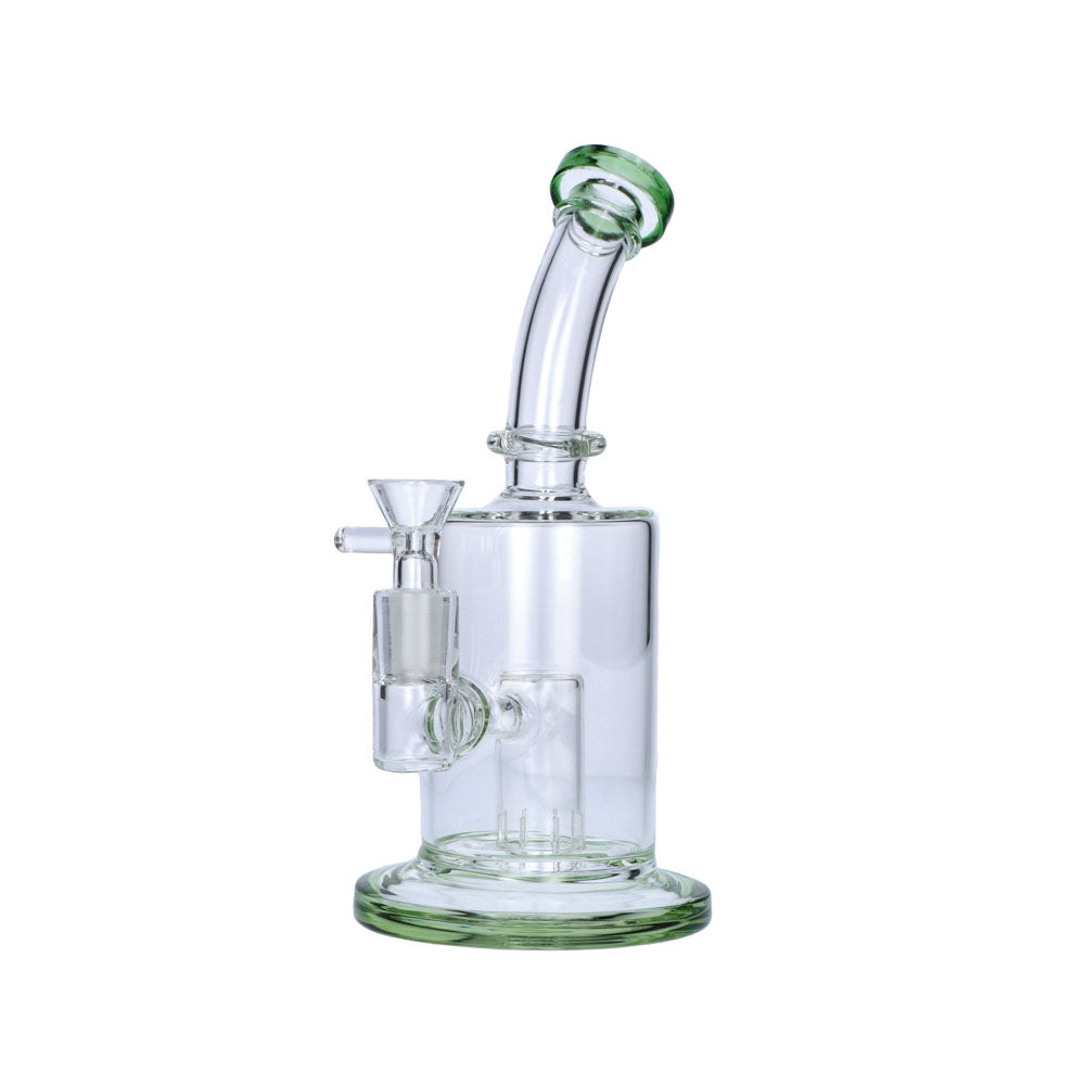 Glass Bubbler with Slitted Perc | 9 Inch | Green | side view 2
