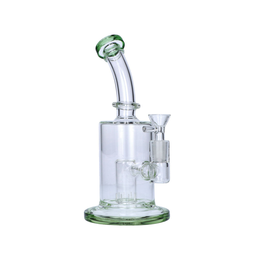 Glass Bubbler with Slitted Perc | 9 Inch | Green | side view 1
