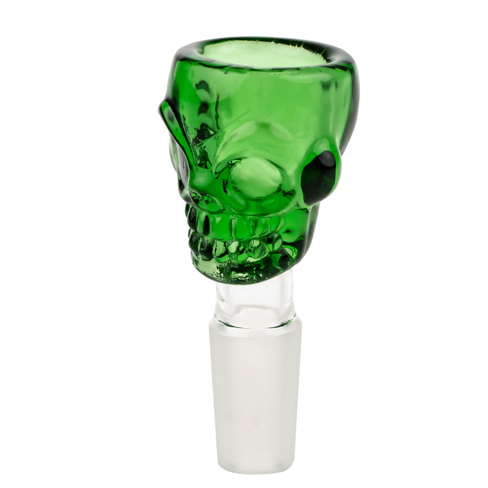 Colored Glass Skull Bowl | Small | Green | 14.5mm