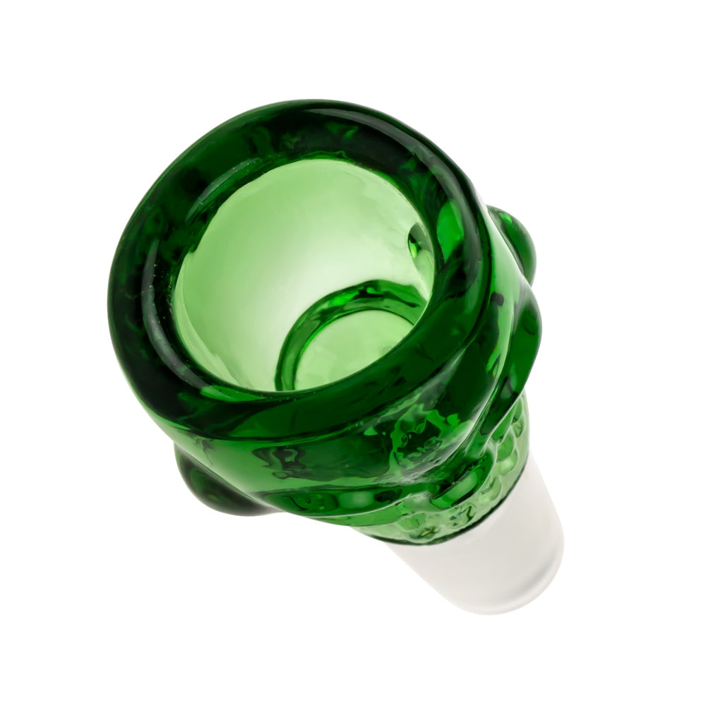Colored Glass Skull Bowl | Small | Green | 14.5mm - Top View